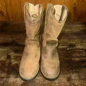 Smoky mountain youth brown soft leather roper western boots size 8.5